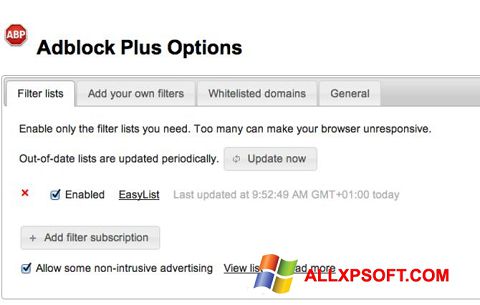 Captura de pantalla Adblock Plus para Windows XP