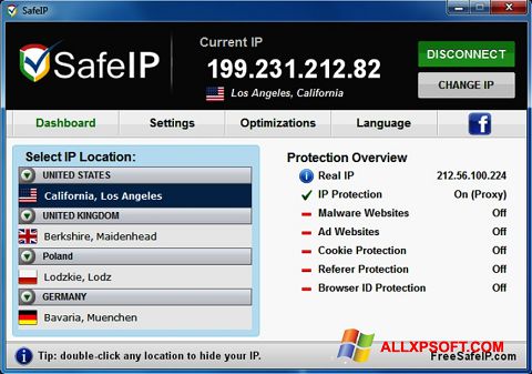 Captura de pantalla SafeIP para Windows XP