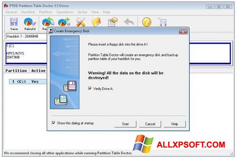 Captura de pantalla Partition Table Doctor para Windows XP