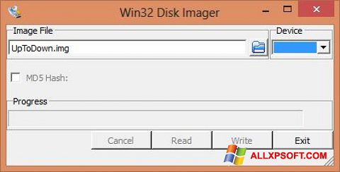 Captura de pantalla Win32 Disk Imager para Windows XP