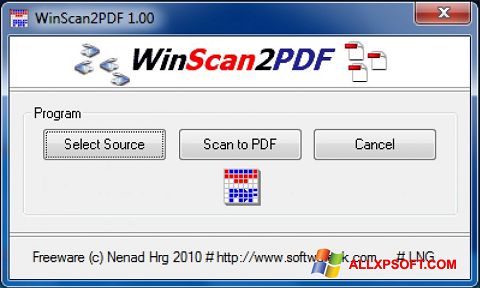Captura de pantalla WinScan2PDF para Windows XP