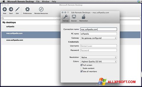 Captura de pantalla Microsoft Remote Desktop para Windows XP