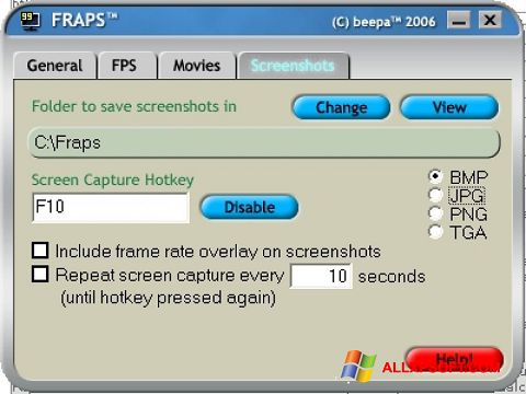 Captura de pantalla Fraps para Windows XP