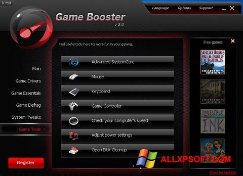 Captura de pantalla Game Booster para Windows XP