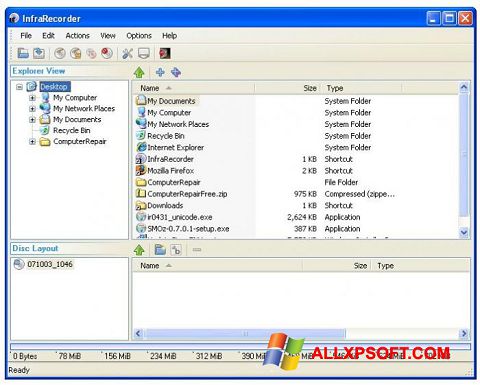 Captura de pantalla InfraRecorder para Windows XP