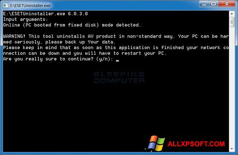 Captura de pantalla ESET Uninstaller para Windows XP
