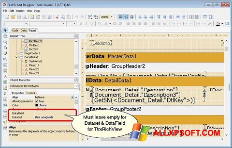 Captura de pantalla FastReport para Windows XP