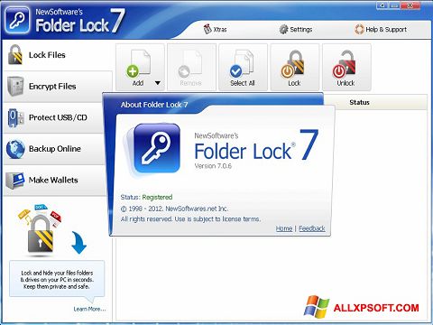 Captura de pantalla Folder Lock para Windows XP
