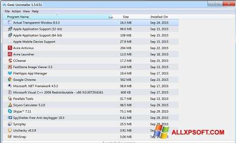 Captura de pantalla Geek Uninstaller para Windows XP