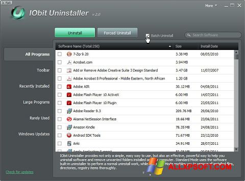 Captura de pantalla IObit Uninstaller para Windows XP