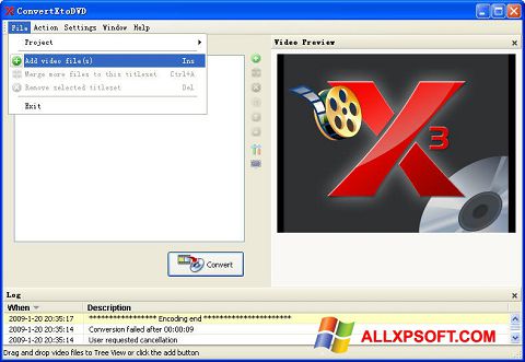 Captura de pantalla ConvertXToDVD para Windows XP