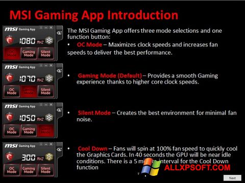 Captura de pantalla MSI Gaming App para Windows XP