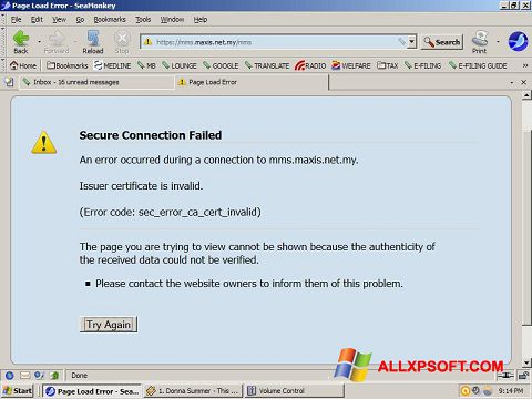 Captura de pantalla SeaMonkey para Windows XP