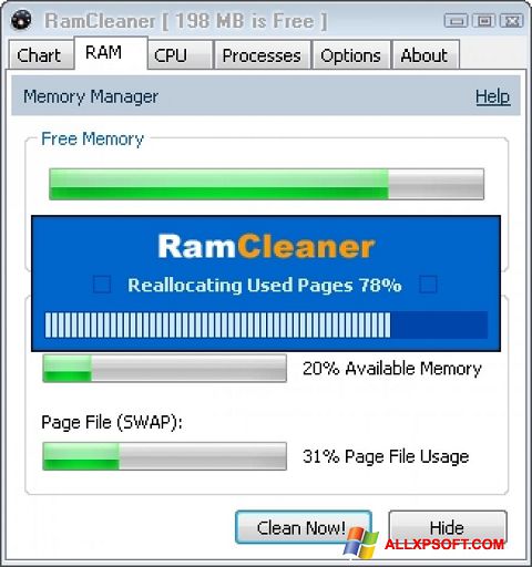 Captura de pantalla RamCleaner para Windows XP