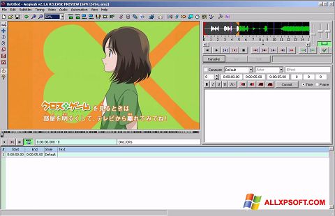Captura de pantalla Aegisub para Windows XP