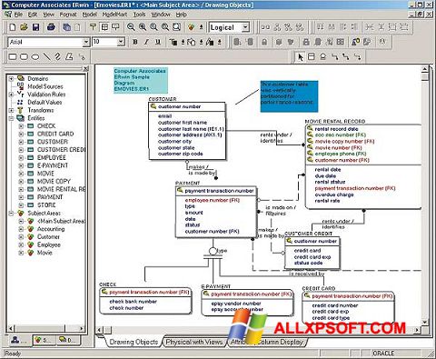 Captura de pantalla ERWin para Windows XP