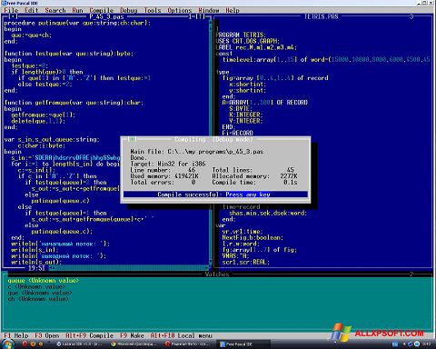 Captura de pantalla Free Pascal para Windows XP
