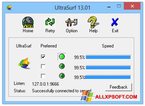 Captura de pantalla UltraSurf para Windows XP