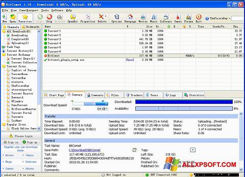 Captura de pantalla BitComet para Windows XP