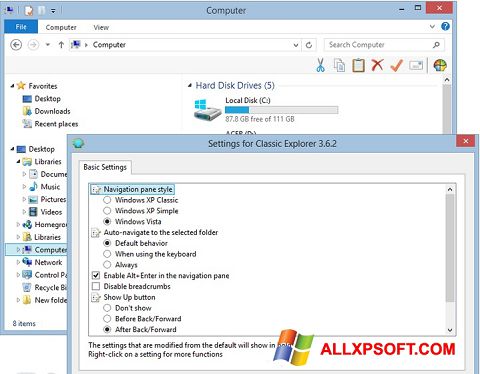 Captura de pantalla Classic Shell para Windows XP