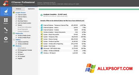 Captura de pantalla CCleaner Professional Plus para Windows XP