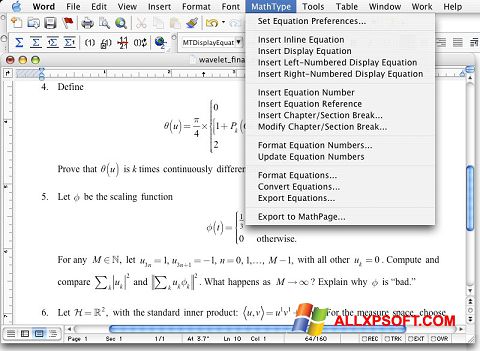 Captura de pantalla MathType para Windows XP