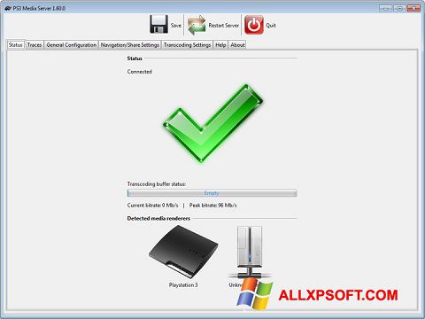 Captura de pantalla PS3 Media Server para Windows XP
