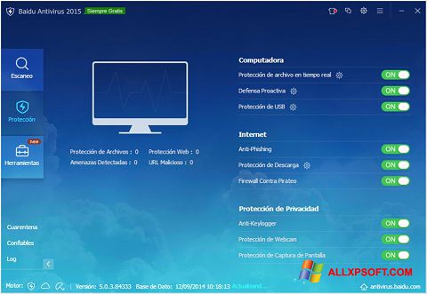 Captura de pantalla Baidu Antivirus para Windows XP