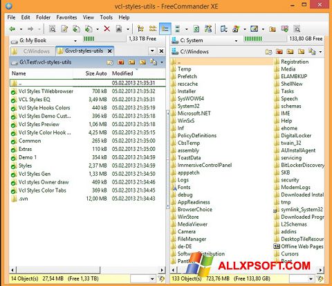 Captura de pantalla FreeCommander para Windows XP