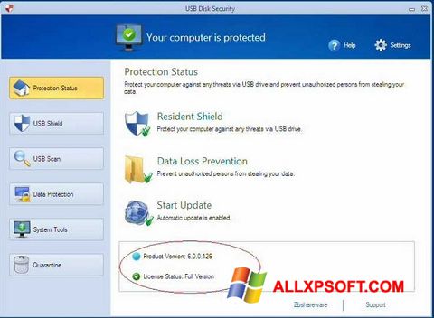 Captura de pantalla USB Disk Security para Windows XP