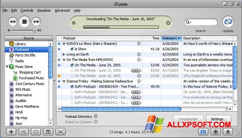 Captura de pantalla iTunes para Windows XP