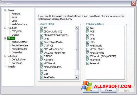 Captura de pantalla VobSub para Windows XP