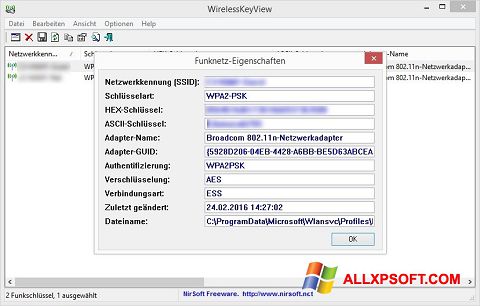Captura de pantalla WirelessKeyView para Windows XP