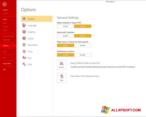 Captura de pantalla PDF Architect para Windows XP