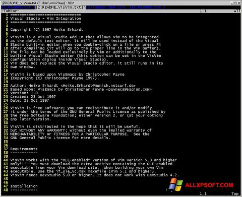 Captura de pantalla Vim para Windows XP