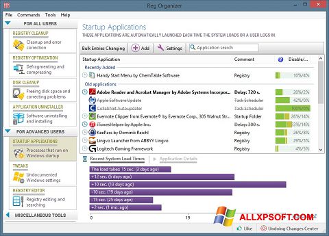 Captura de pantalla Reg Organizer para Windows XP