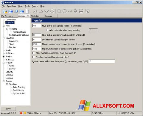Captura de pantalla Vuze para Windows XP