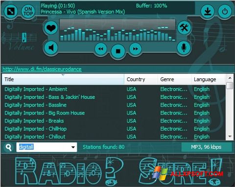 Captura de pantalla RadioSure para Windows XP