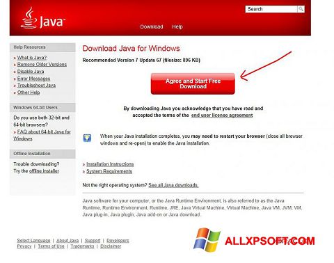 Captura de pantalla Java para Windows XP