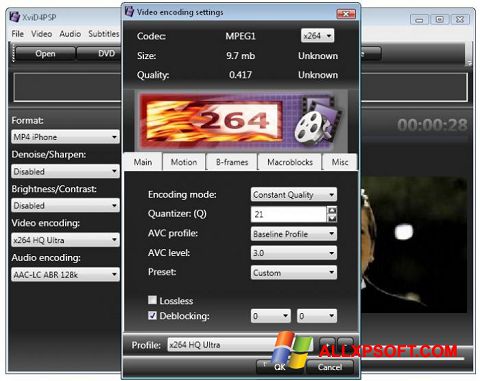 Captura de pantalla XviD4PSP para Windows XP