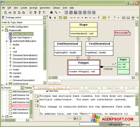 Captura de pantalla ArgoUML para Windows XP