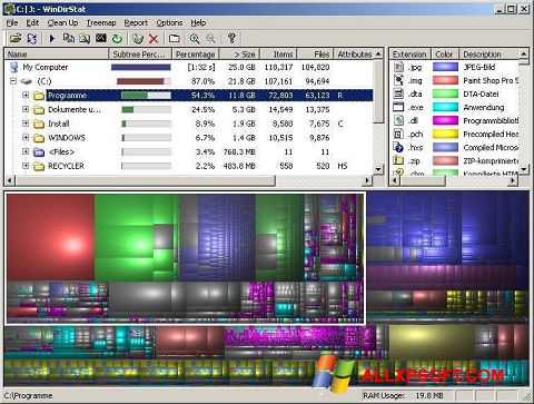 Captura de pantalla WinDirStat para Windows XP