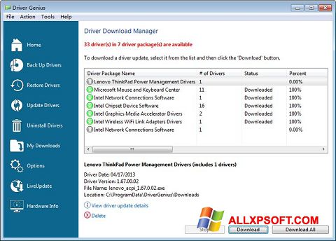 Captura de pantalla Driver Genius Professional para Windows XP