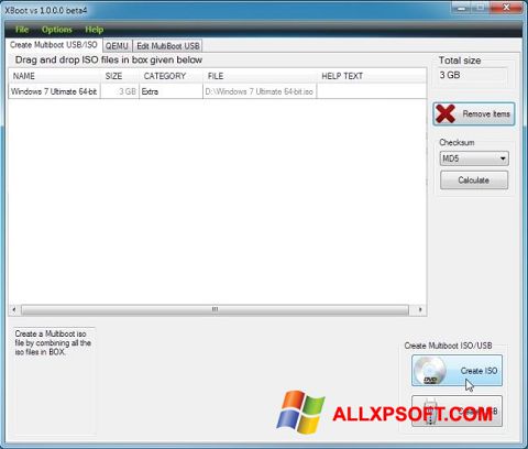Captura de pantalla XBoot para Windows XP