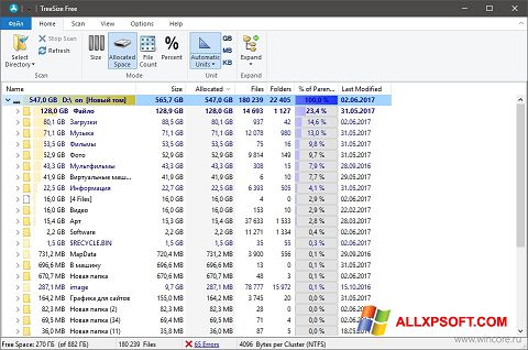 Captura de pantalla TreeSize Free para Windows XP