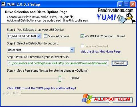 Captura de pantalla YUMI para Windows XP