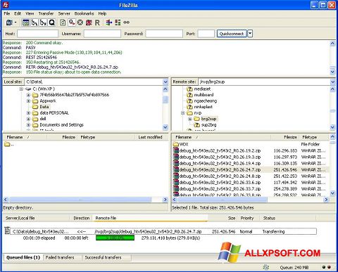Captura de pantalla FileZilla Server para Windows XP