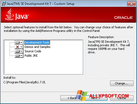 Captura de pantalla Java SE Development Kit para Windows XP