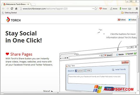 Captura de pantalla Torch Browser para Windows XP