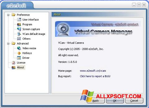 Captura de pantalla VCam para Windows XP